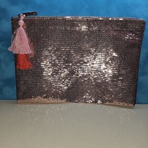 Tarte Sequin Cosmetic Bag with Pink and Red Tassel